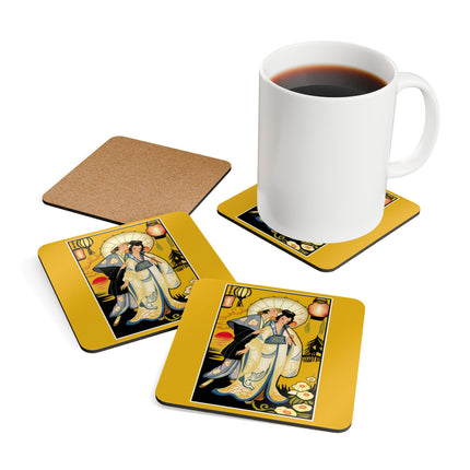 Golden Embrace Corkwood Coaster Set