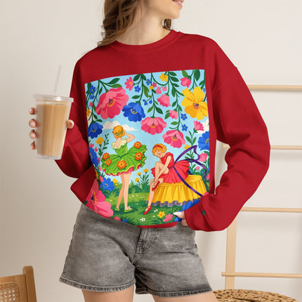 🌸🧚 The Fairies In The Flower Garden Crewneck Sweatshirt – Art Deco Floral Whimsy