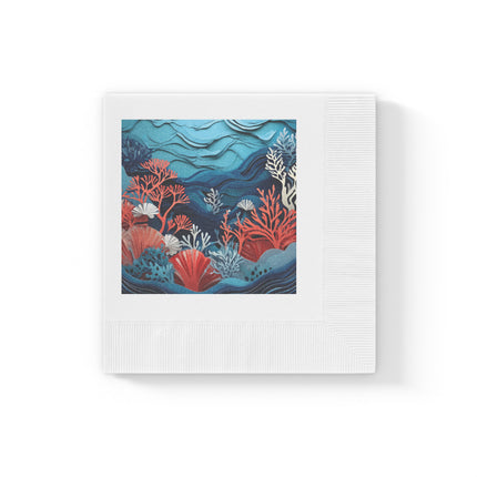 Enchanting Underwater Scene White Coined Napkins