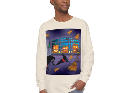 Whimsical Halloween Mischief Unisex Garment-dyed Long Sleeve T-Shirt