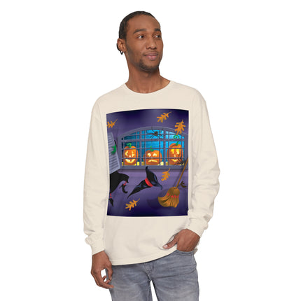 Whimsical Halloween Mischief Unisex Garment-dyed Long Sleeve T-Shirt