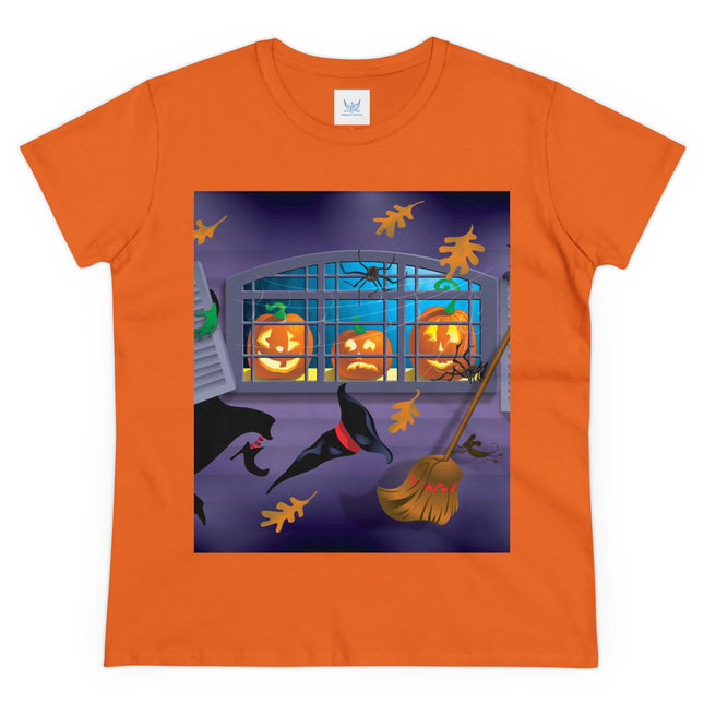 Whimsical Halloween Mischief Women's Midweight Cotton Tee