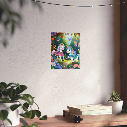 Baby Unicorns and Fluttering Butterflies Fine Art Posters