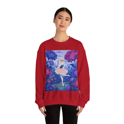 🌸🩰 The Enchanted Garden Ballet Crewneck Sweatshirt – Art Deco Floral Whimsy