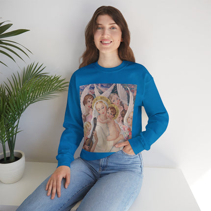 Madonna with Child Surrounded by Musical Angels by Gerda Wegener Heavy Blend™ Crewneck Sweatshirt