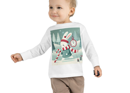 Candy Cane Timekeeper Bunny Toddler Long Sleeve Tee
