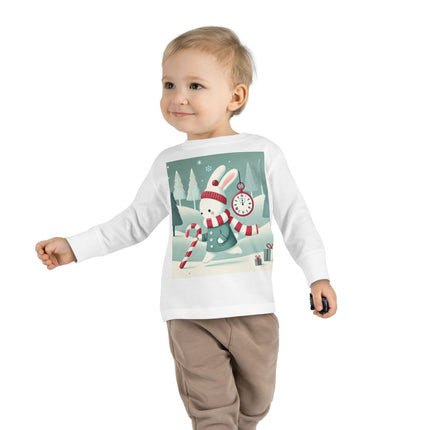 Candy Cane Timekeeper Bunny Toddler Long Sleeve Tee