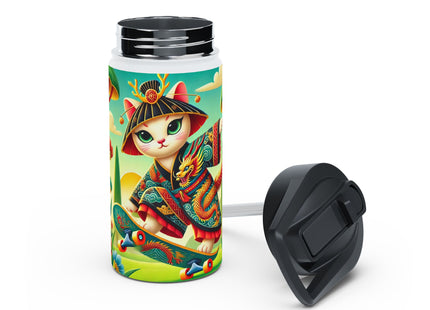 Dragon Dance on Wheels Stainless Steel Water Bottle, Standard Lid