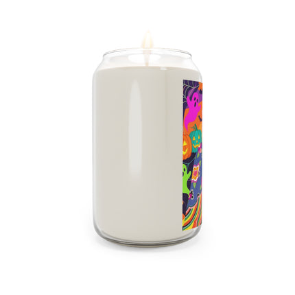 🌈👻 The Rainbow Ghost Masquerade Scented Soy Candle – Colorful Halloween Charm