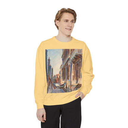 Gondola Moorings on the Grand Canal by John Singer Sargent Unisex Garment-Dyed Sweatshirt
