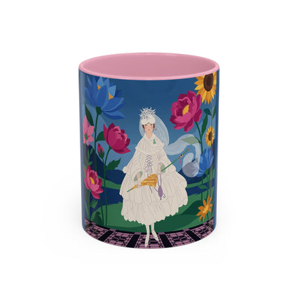 The Lady Of The Golden Parasol Colorful Mugs – Art Deco Botanical Elegance