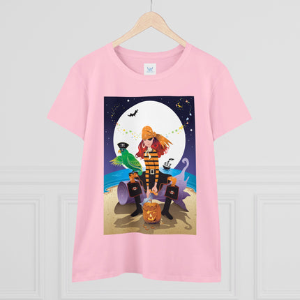 Moonlit Pirate Halloween Women's Midweight Cotton Tee