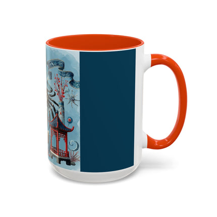 Spotted Crab & Pagoda Colorful Mug – Mystical Ocean & Asian Harmony