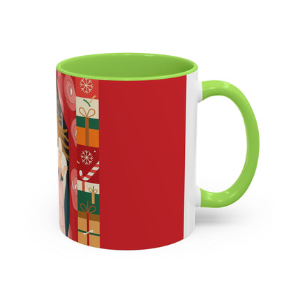 ❤️ The Lady Of The Candlelit Christmas Alcove Colorful Mug – Art Deco Holiday Elegance