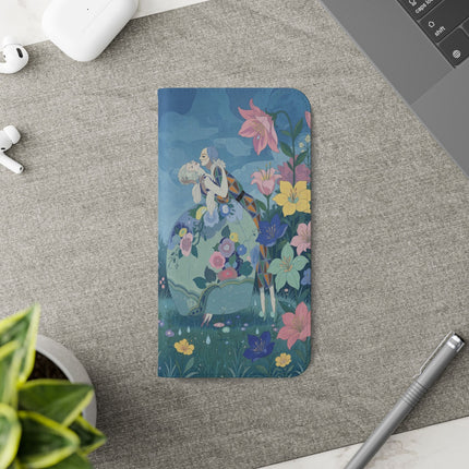🌸💙 The Lovers In The Enchanted Garden Flip Case – Art Deco Floral Romance