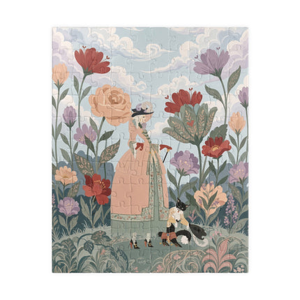 🌹🐈 The Lady And Puss In Boots Puzzle – Art Deco Floral Whimsy