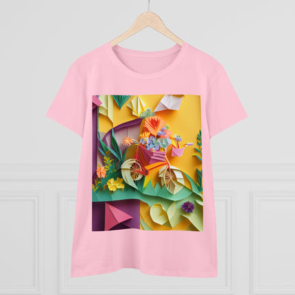 Origami Bicycle Women's Midweight Cotton Tee