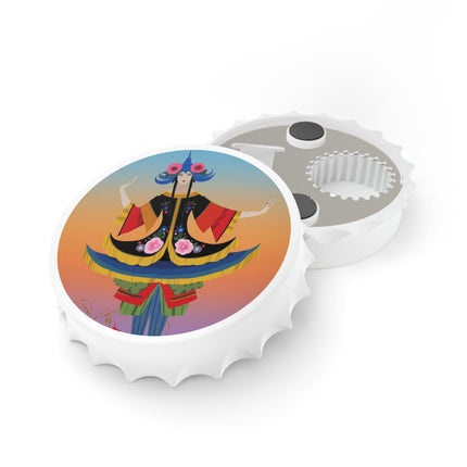 Kabuki Dancer at Twilight Bottle Opener – Elegant Performance & Vibrant Fantasy