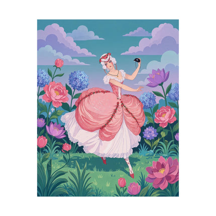 🎭🌸 The Lady Of The Garden Masquerade Matte Vertical Poster – Art Deco Fashion Illustration