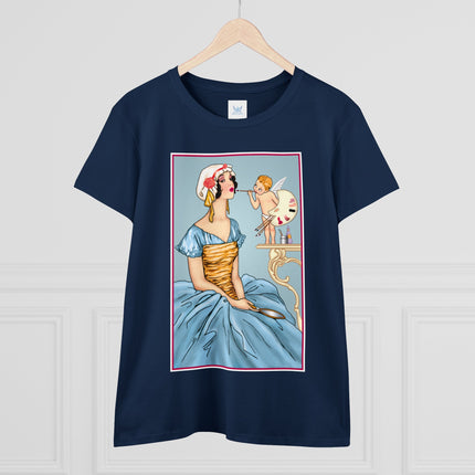 The Enchanting Painter: A Fairy's Artistic Touch Ceramic Women's Midweight Cotton Tee