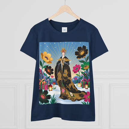 🌸✨ The Golden Garden Empress Cotton Tee – Asian-Inspired Floral Fantasy