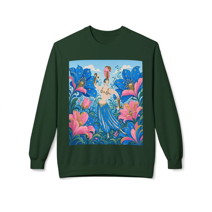 🌟🌸 The Starry Blossom Garden Dancer Midweight Crewneck Sweatshirt – Art Deco Floral Fantasy