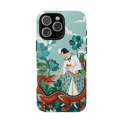 🐉🌿 The Dragon Keeper Phone Case – Art Deco Floral Fantasy