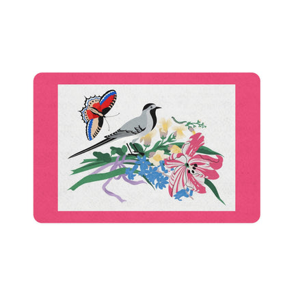 Magpie & Butterfly Garden Pet Food Mat – Pink Blossom Perch
