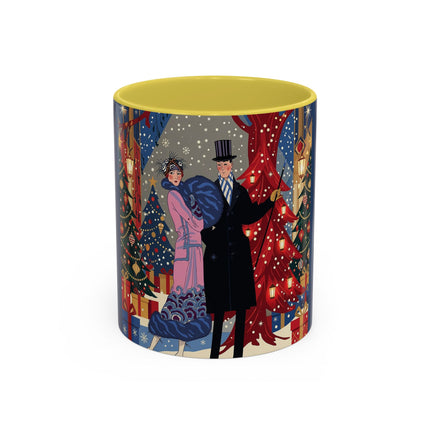 🎩🎄 Christmas Eve Promenade Colorful Mug – Art Deco Holiday Elegance
