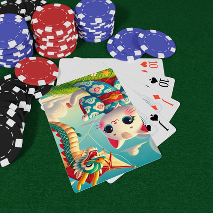Geisha Kitten and the Dragon Kite Playing Cards
