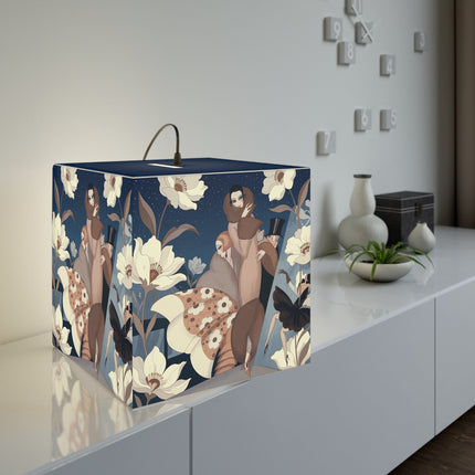 🌸✨ The Midnight Magnolia Masquerade Light Cube Lamp – Art Deco Nocturne