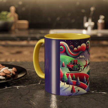 Festive Reindeer Flight Colorful Mugs (11oz, 15oz)