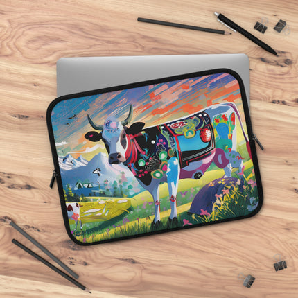 Cyber Glitch Cow Laptop Sleeve