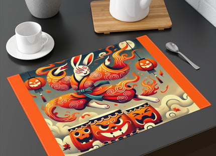 Jack-O’-Lantern Drums & The Kabuki Rabbit Placemat, 1pc