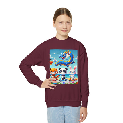Seaside Scooter Friends Youth Crewneck Sweatshirt – Coastal Fun, Friendship & Playful Adventure