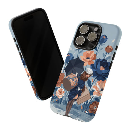 ☂️🌺 The Lady Of The Traveling Garden Phone Case – Art Deco Floral Adventure