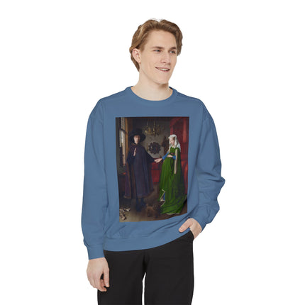 Arnolfini Portrait by Jan Van Eyck Unisex Garment-Dyed Sweatshirt