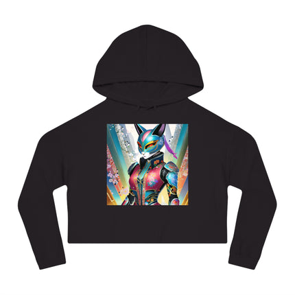 Cyberpunk Chic Cropped Hooded Sweatshirt