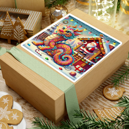 Playful Dragon's Christmas Kiss-Cut Stickers (4 Sizes)