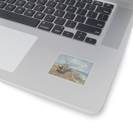 Fishing Boats on the Beach at Saintes-Maries by Vincent Van Gogh Kiss-Cut Stickers (4 Sizes)