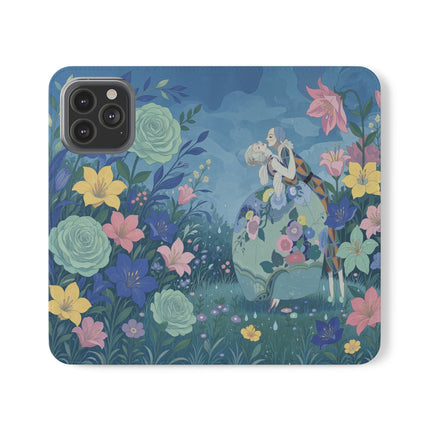 🌸💙 The Lovers In The Enchanted Garden Flip Case – Art Deco Floral Romance