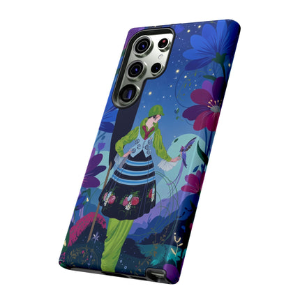 🌸🐦 The Lady Of The Midnight Bird Garden Phone Case – Art Deco Floral Fantasy