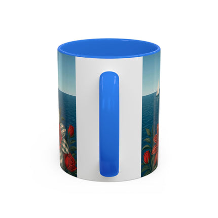⛵🌹 The Seaside Rose Traveler Colorful Mug – Art Deco Floral Elegance
