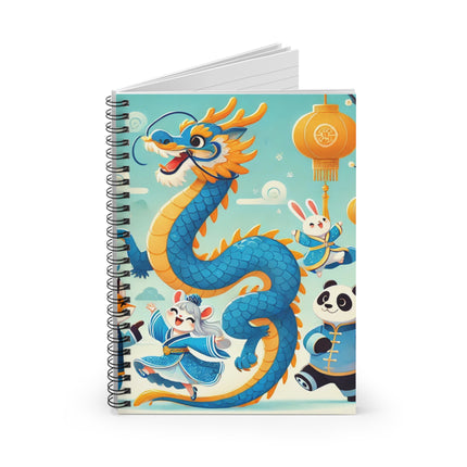 The Blue & Gold Dragon Festival Parade Spiral Notebook – Ruled Line
