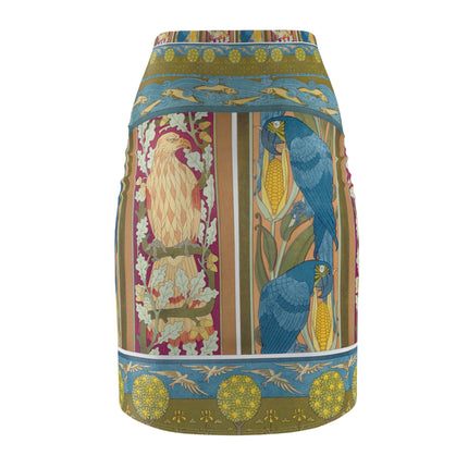 Eagle and Oak, Macaws and Corn by Maurice Pillard Verneuil Women's Pencil Skirt (AOP)