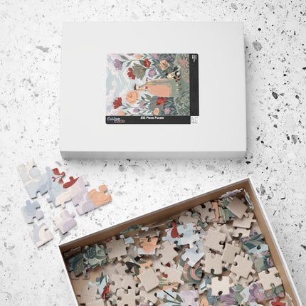 🌹🐈 The Lady And Puss In Boots Puzzle – Art Deco Floral Whimsy