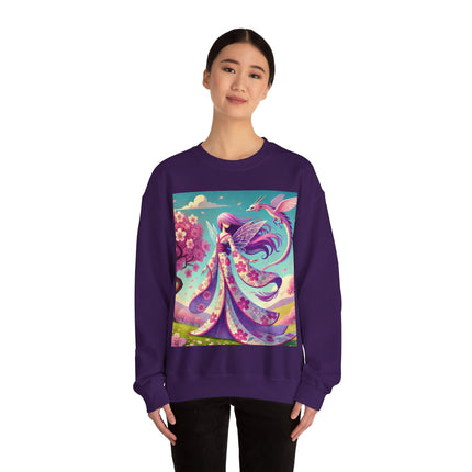 Petals in the Wind: The Kimono Fairy and the Sky Dragon Heavy Blend™ Crewneck Sweatshirt