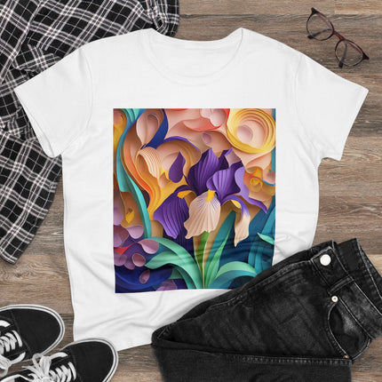 The Elegant Iris Flower Women's Midweight Cotton Tee