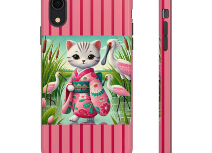 Geisha Kitten Strolls Among the Spoonbills Phone Cases
