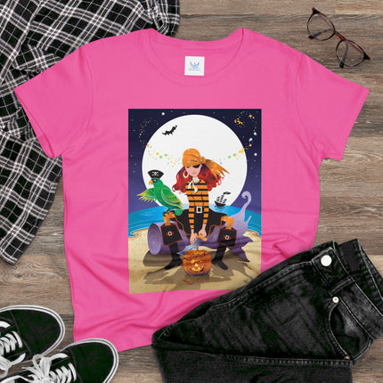 Moonlit Pirate Halloween Women's Midweight Cotton Tee